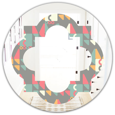 Retro Abstract Design V - Modern Round or Oval Wall Mirror - Quatrefoil