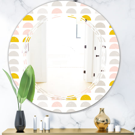 Retro Pastel Circular Pattern III - Modern Round or Oval Wall Mirror - Triple C