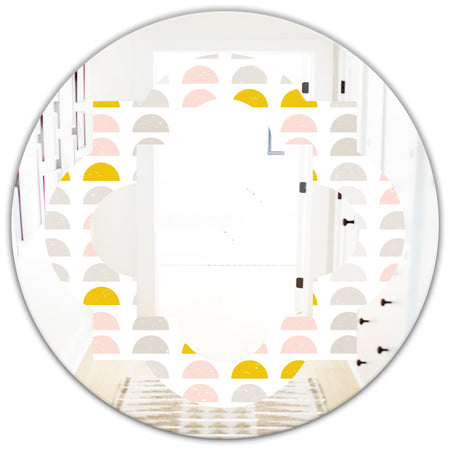 Retro Pastel Circular Pattern III - Modern Round or Oval Wall Mirror - Quatrefoil
