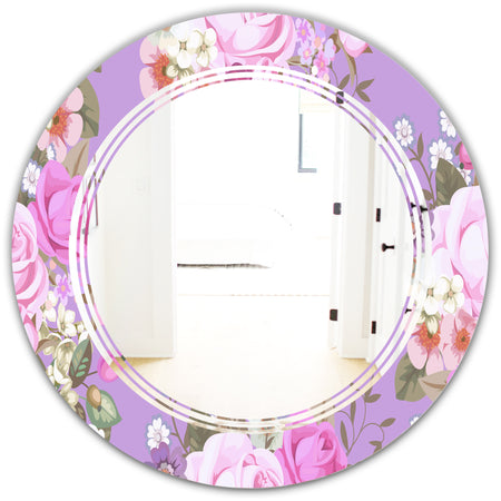 pattern with country roses - Modern Round or Oval Wall Mirror - Triple C