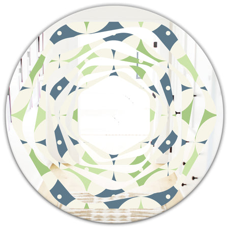 Retro Geometric Design V - Modern Round or Oval Wall Mirror - Whirl