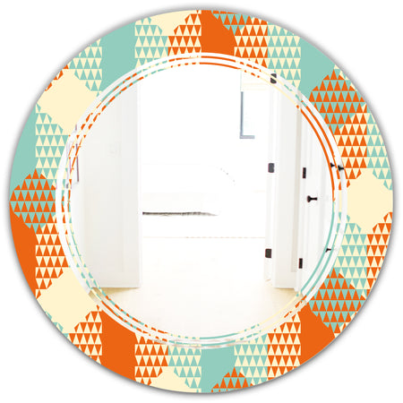 Retro Hexagon Pattern VIII - Modern Round or Oval Wall Mirror - Triple C