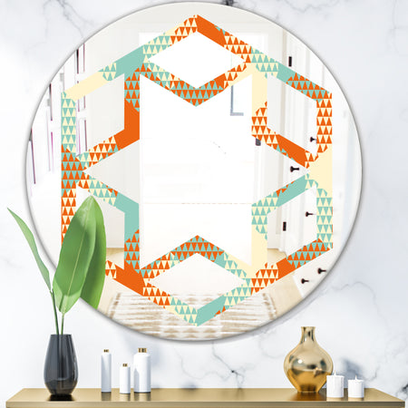 Retro Hexagon Pattern VIII - Modern Round or Oval Wall Mirror - Hexagon Star