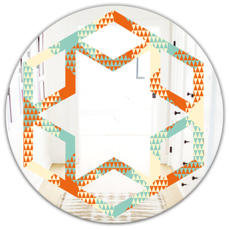 Retro Hexagon Pattern VIII - Modern Round or Oval Wall Mirror - Hexagon Star
