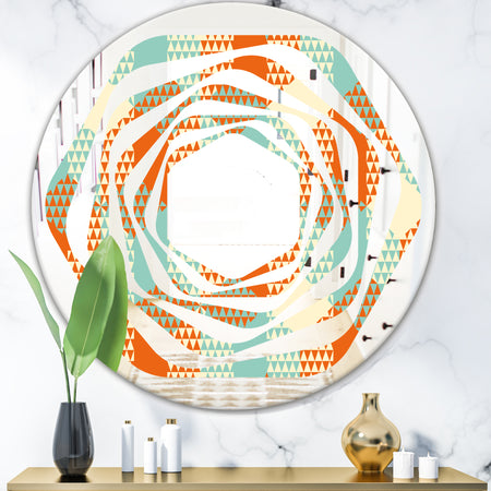 Retro Hexagon Pattern VIII - Modern Round or Oval Wall Mirror - Whirl