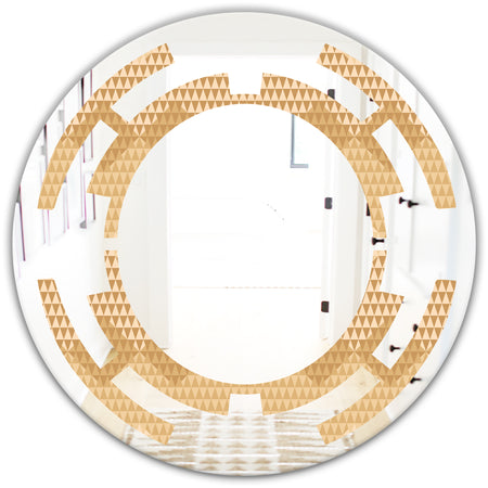 Beige Retro Triangular Wave - Modern Round or Oval Wall Mirror - Space
