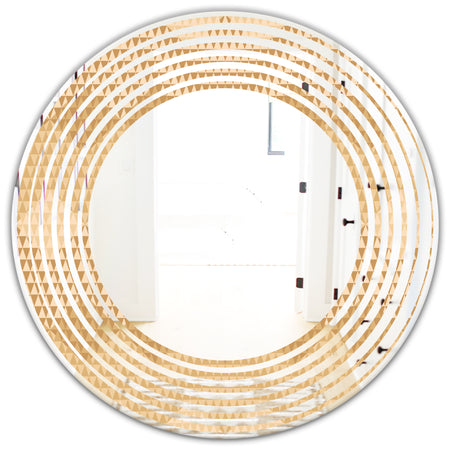 Beige Retro Triangular Wave - Modern Round or Oval Wall Mirror - Wave