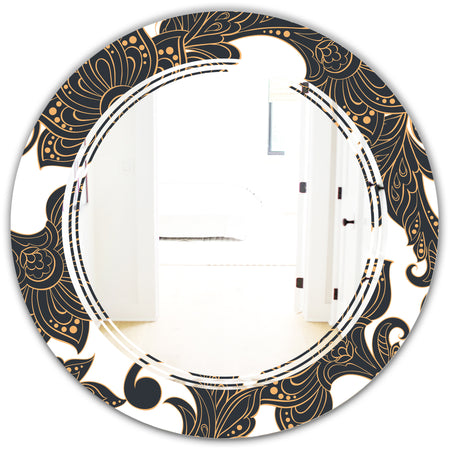Retro Indian Floral Batik I - Modern Round or Oval Wall Mirror - Triple C