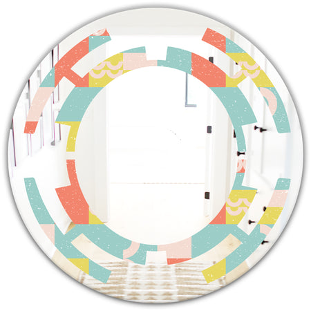Retro Abstract Design III - Modern Round or Oval Wall Mirror - Space