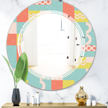 Retro Abstract Design III - Modern Round or Oval Wall Mirror - Triple C