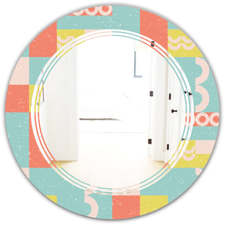Retro Abstract Design III - Modern Round or Oval Wall Mirror - Triple C
