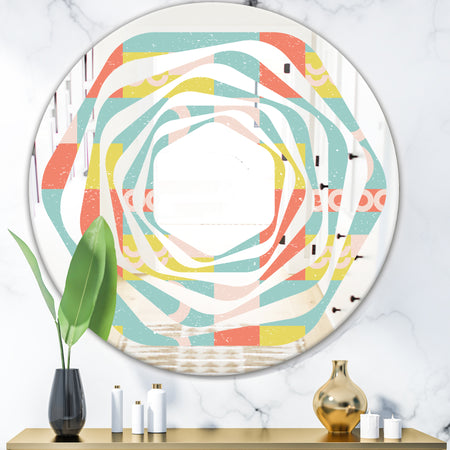 Retro Abstract Design III - Modern Round or Oval Wall Mirror - Whirl