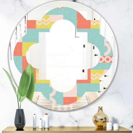 Retro Abstract Design III - Modern Round or Oval Wall Mirror - Quatrefoil