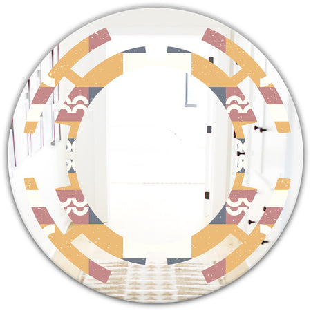 Retro Geometric Design VI - Modern Round or Oval Wall Mirror - Space
