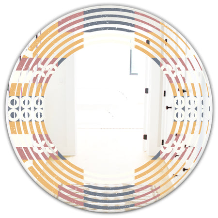 Retro Geometric Design VI - Modern Round or Oval Wall Mirror - Wave
