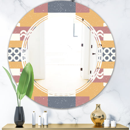 Retro Geometric Design VI - Modern Round or Oval Wall Mirror - Triple C