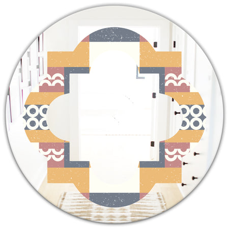 Retro Geometric Design VI - Modern Round or Oval Wall Mirror - Quatrefoil