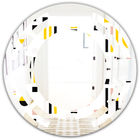 Retro Geometric Design IX - Modern Round or Oval Wall Mirror - Space