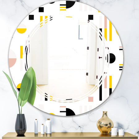 Retro Geometric Design IX - Modern Round or Oval Wall Mirror - Triple C