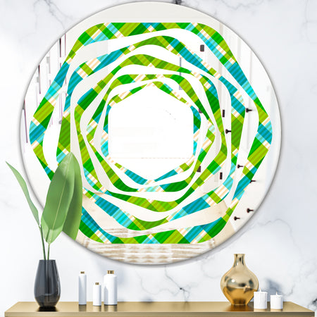 Tartan Geometrical Texture II - Modern Round or Oval Wall Mirror - Whirl
