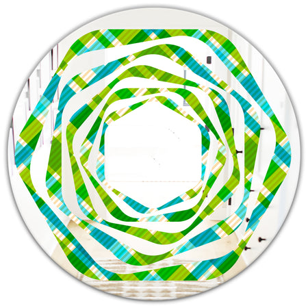 Tartan Geometrical Texture II - Modern Round or Oval Wall Mirror - Whirl