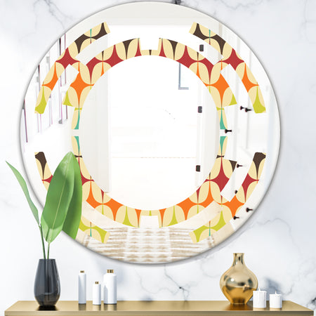 Abstract Retro Geometric Pattern V - Modern Round or Oval Wall Mirror - Space