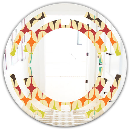 Abstract Retro Geometric Pattern V - Modern Round or Oval Wall Mirror - Space
