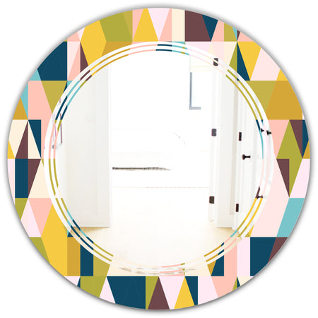Triangular Retro Design I - Modern Round or Oval Wall Mirror - Triple C