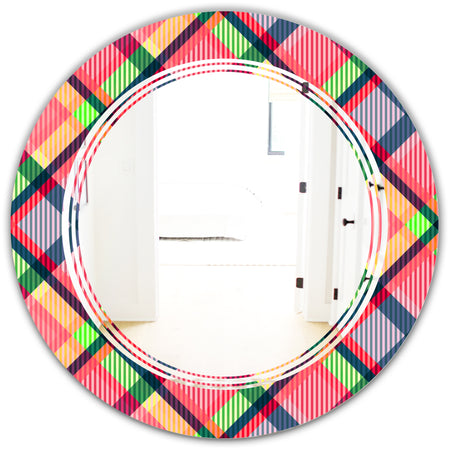 Tartan Geometrical Texture I - Modern Round or Oval Wall Mirror - Triple C