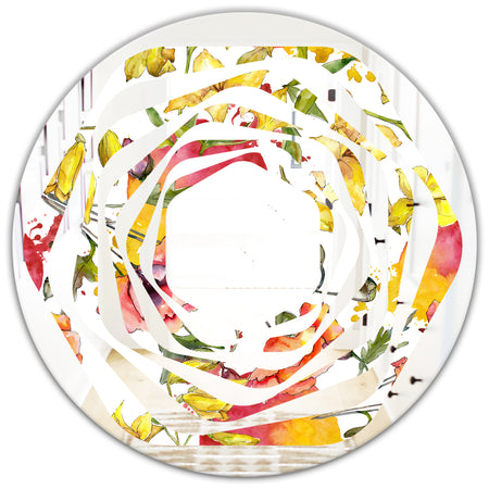 Retro Handdrawn Poppies IV - Cottage Round or Oval Wall Mirror - Whirl