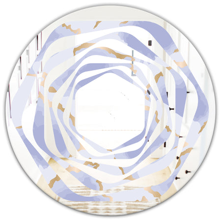 Pastel blue and gold abstract shapes pattern - Modern Round or Oval Wall Mirror - Whirl