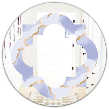 Pastel blue and gold abstract shapes pattern - Modern Round or Oval Wall Mirror - Quatrefoil