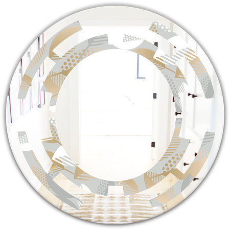 Luxury geometric fall leaves pattern - Modern Round or Oval Wall Mirror - Space
