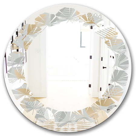 Luxury geometric fall leaves pattern - Modern Round or Oval Wall Mirror - Leaves