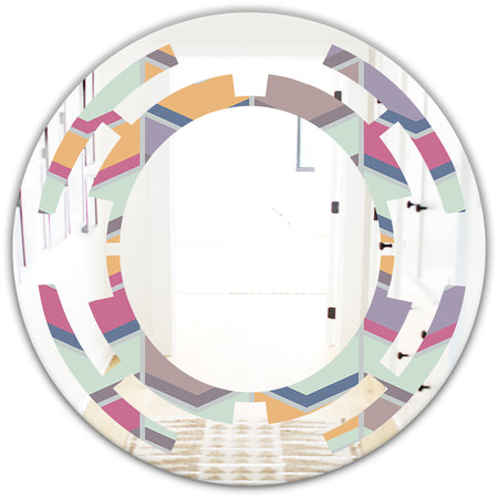 Abstract Retro Geometrical Design X - Modern Round or Oval Wall Mirror - Space