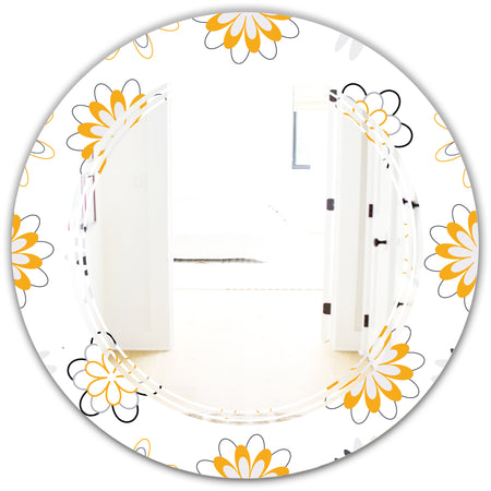 Retro Floral Pattern VIII - Modern Round or Oval Wall Mirror - Triple C