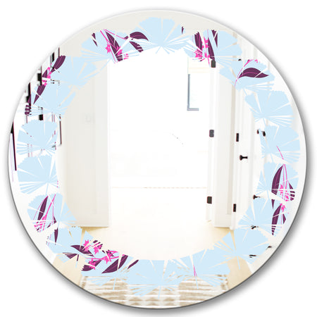Bright Eucalyptus Floral Pattern I - Cottage Round or Oval Wall Mirror - Leaves