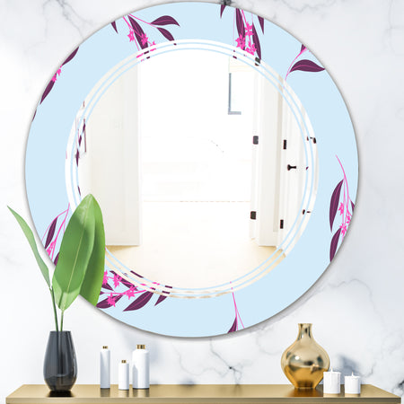 Bright Eucalyptus Floral Pattern I - Cottage Round or Oval Wall Mirror - Triple C