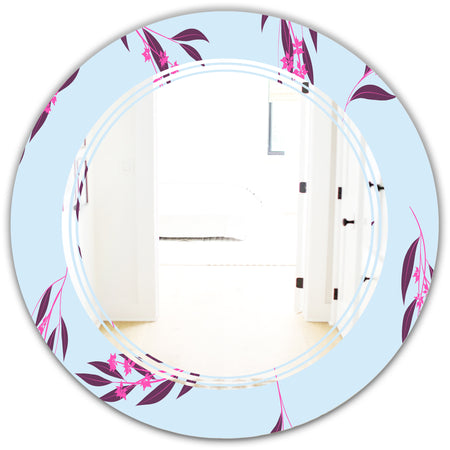 Bright Eucalyptus Floral Pattern I - Cottage Round or Oval Wall Mirror - Triple C
