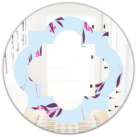 Bright Eucalyptus Floral Pattern I - Cottage Round or Oval Wall Mirror - Quatrefoil