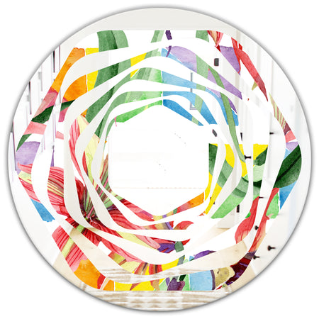 Retro Floral Botanical I - Cottage Round or Oval Wall Mirror - Whirl