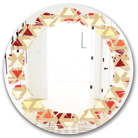Triangular Retro Design IX - Modern Round or Oval Wall Mirror - Leaves