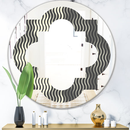 Retro Geometrical Abstract Minimal Pattern V - Modern Round or Oval Wall Mirror - Quatrefoil