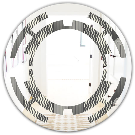 Mimimal Black and White Design II - Modern Round or Oval Wall Mirror - Space