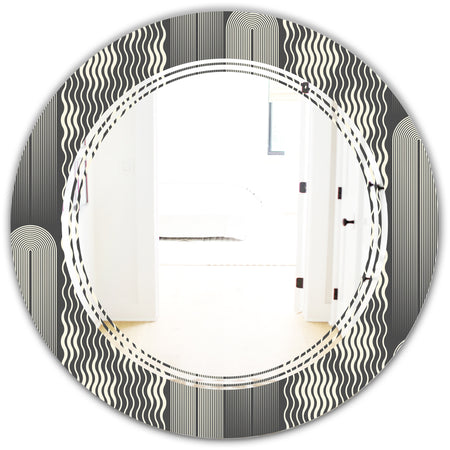Mimimal Black and White Design II - Modern Round or Oval Wall Mirror - Triple C