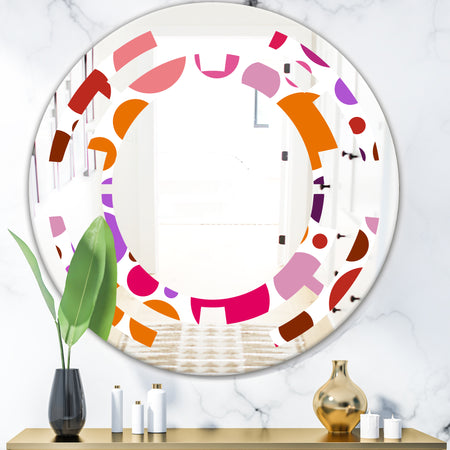 Abstract Geometric Circular Retro II - Modern Round or Oval Wall Mirror - Space