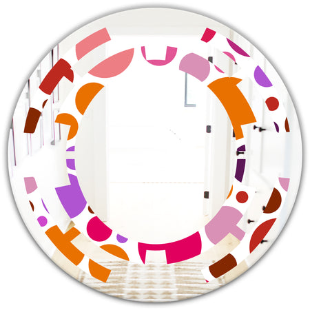 Abstract Geometric Circular Retro II - Modern Round or Oval Wall Mirror - Space