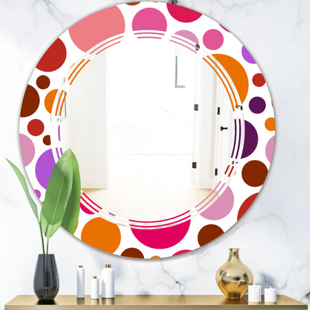 Abstract Geometric Circular Retro II - Modern Round or Oval Wall Mirror - Triple C