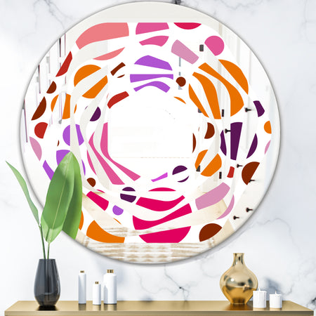 Abstract Geometric Circular Retro II - Modern Round or Oval Wall Mirror - Whirl