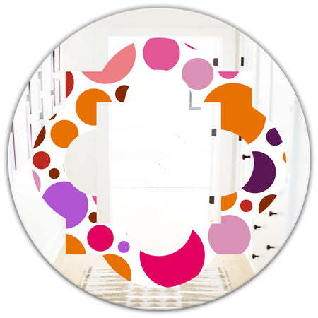 Abstract Geometric Circular Retro II - Modern Round or Oval Wall Mirror - Quatrefoil